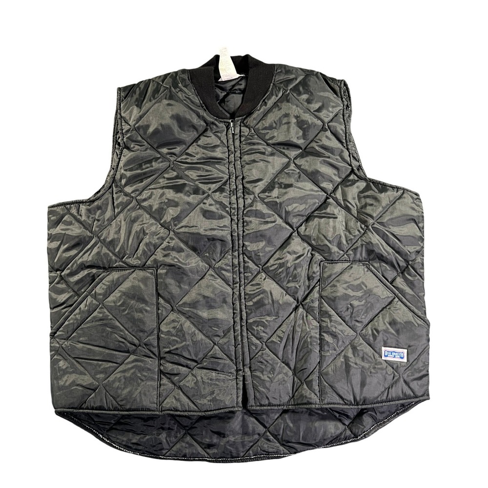 Big Smith Quilted‎ Vest Mens 3XL Black Full Zip Workwear Utility Made in USA